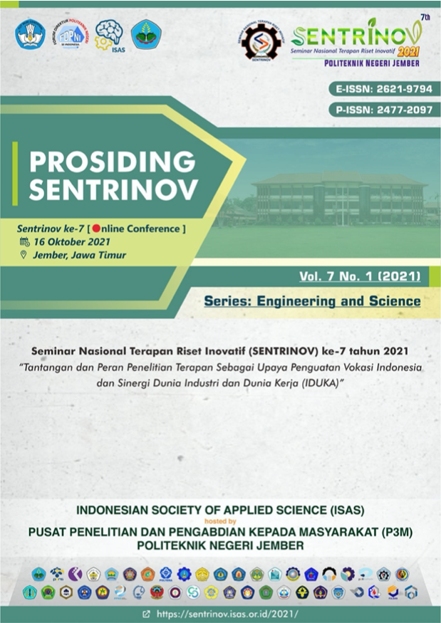 					View Vol. 7 No. 1 (2021): Prosiding Sentrinov 2021 - Engineering and Science
				
