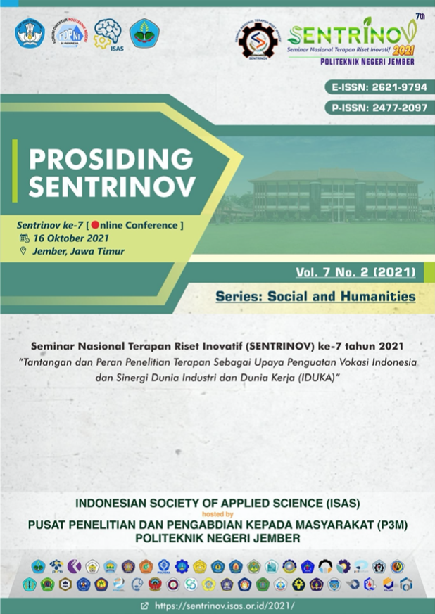 					View Vol. 7 No. 2 (2021): Prosiding Sentrinov 2021 - Social and Humanities
				