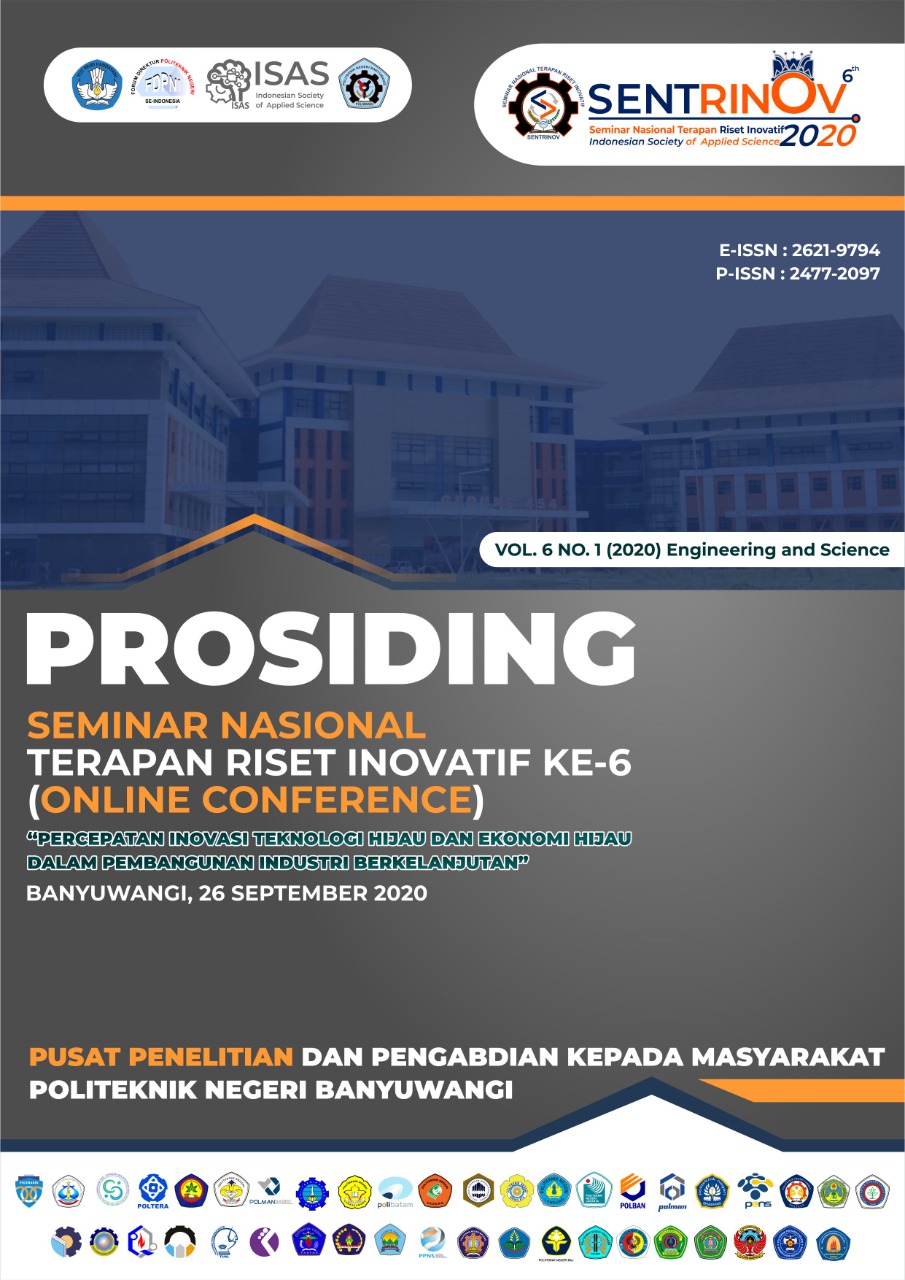 Prosiding Seminar Nasional Terapan Riset Inovatif Ke-6 (Online Conference) dengan tema Percepatan Inovasi Teknologi Hijau dan Ekonomi Hijau dalam Pembangunan Industri Berkelanjutan